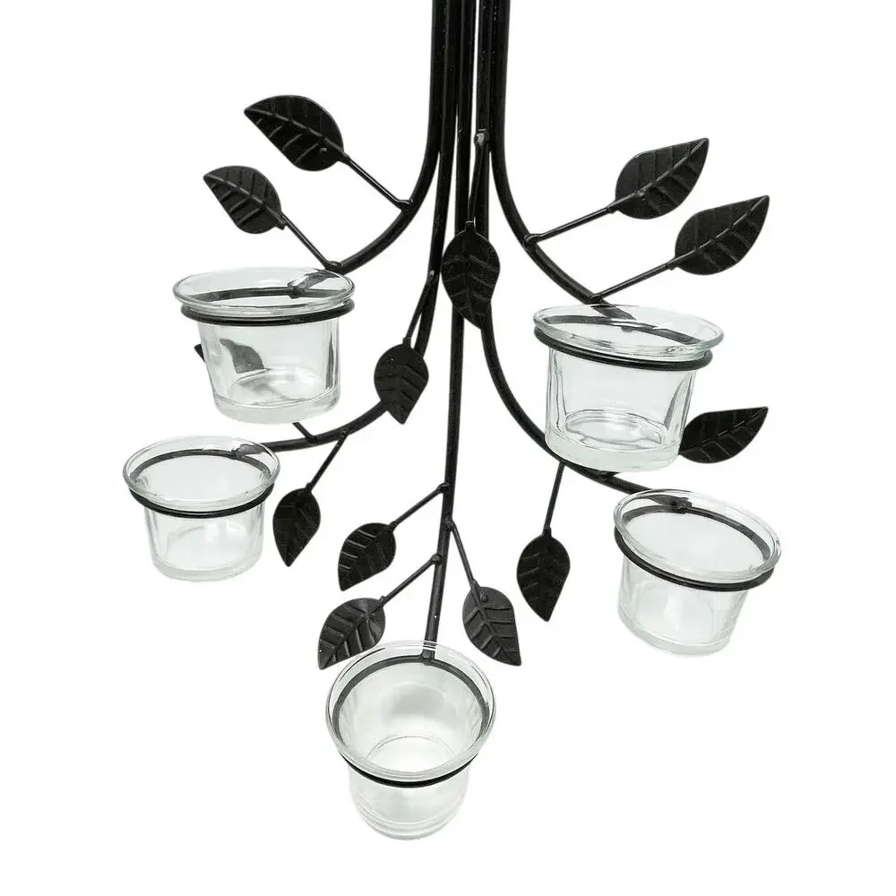 Vintage Bronze Metal Wall Sconce Glass‎ Votive Candleholders Branches Leaves 13